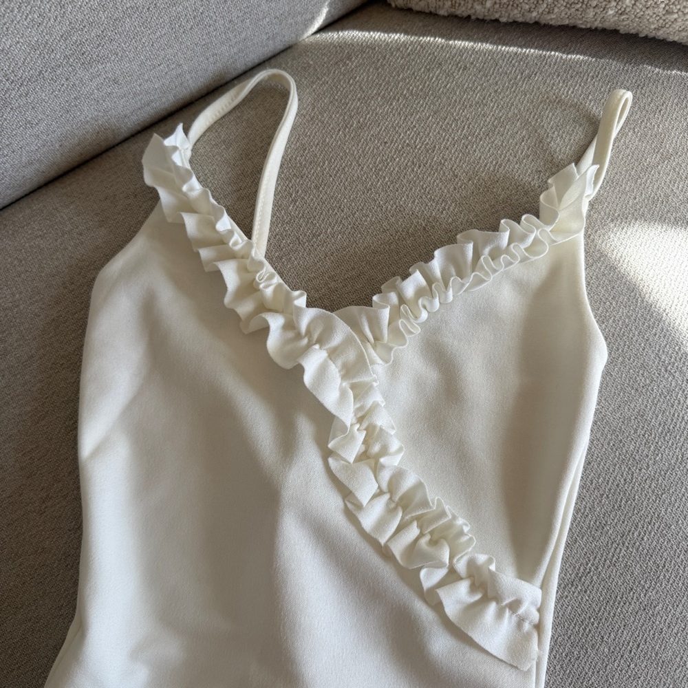 White Ruffled Bodysuit - Picture 3 of 9